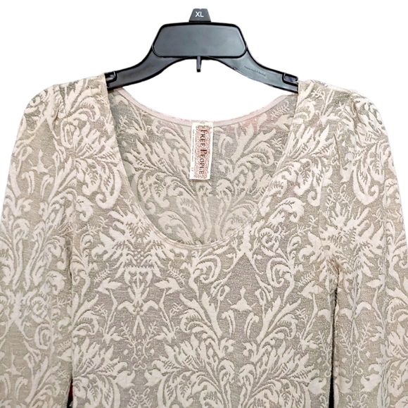 Free People Ivory Lace Long Sleeve Dress Purple Slip & Tulle Skirt Womens Size S - Picture 5 of 10